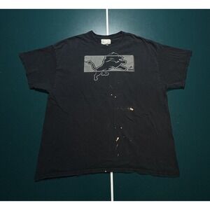 Detroit Lions NFL Graphic T-shirt Mens Size XL Black Short Sleeve Football Flaws